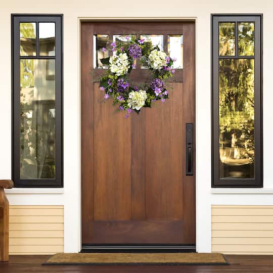 24'' White & Purple Hydrangea with Berry Wreath